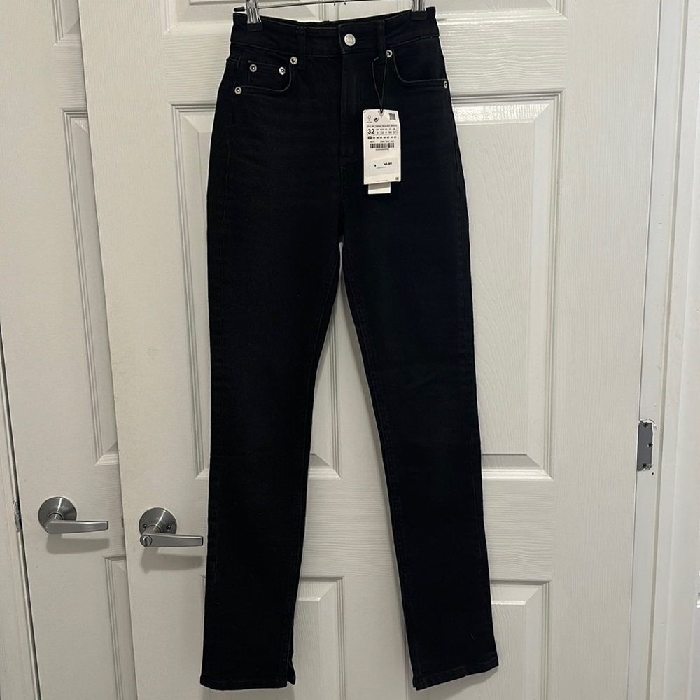 Zara Hi Rise Split Hem Jean, Size 0 (EU 0)